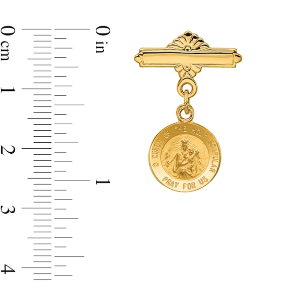Multi-Finish "Queen of the Holy Scapular" Textured Mini Medallion Lapel Pin in 14K Gold