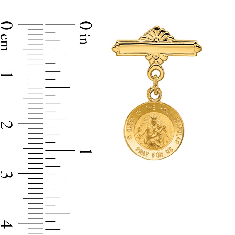 Main Image 2 of Multi-Finish "Queen of the Holy Scapular" Textured Mini Medallion Lapel Pin in 14K Gold
