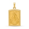 Thumbnail Image 1 of Men's Brushed-Finish Holy Miraculous Virgin Mary Beaded Frame Textured Rectangular Necklace Charm in 14K Gold