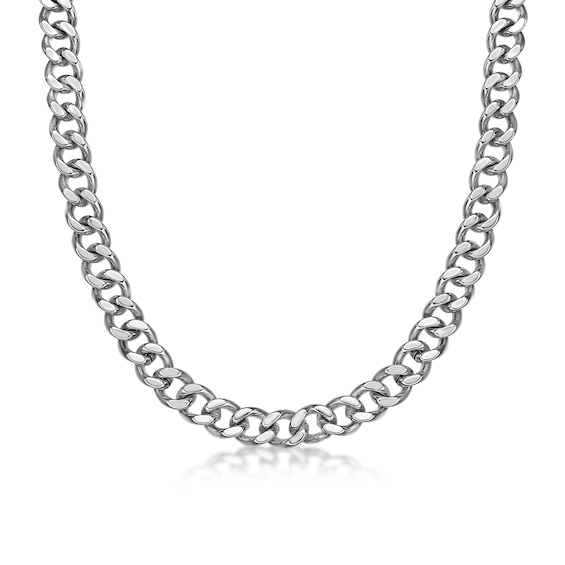Men's 11.0mm Curb Chain Necklace in Solid Stainless Steel - 20"