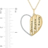 Thumbnail Image 2 of 1/10 CT. T.W. Diamond Alternating Beaded Frame Engravable Heart Pendant in Sterling Silver with 14K Gold Plate (3 Lines)