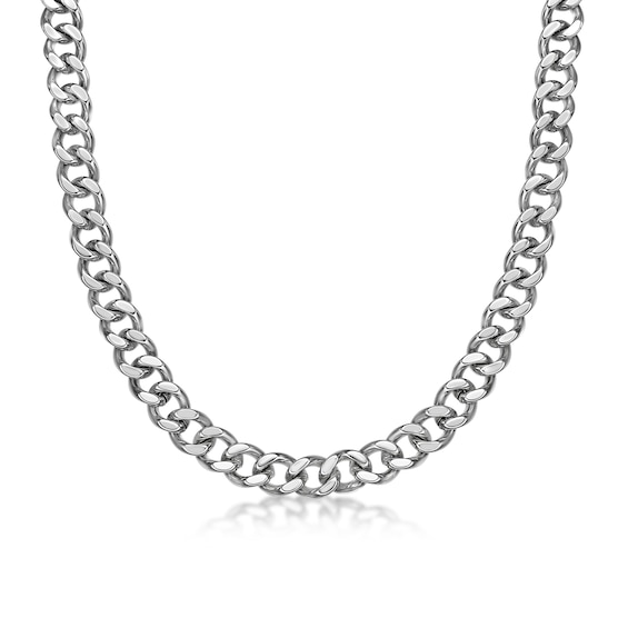 Men's 11.0mm Curb Chain Necklace in Solid Stainless Steel - 24"