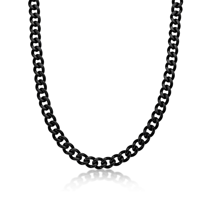 Main Image 1 of Men's 11.0mm Curb Chain Necklace in Solid Stainless Steel  with Black IP - 20"