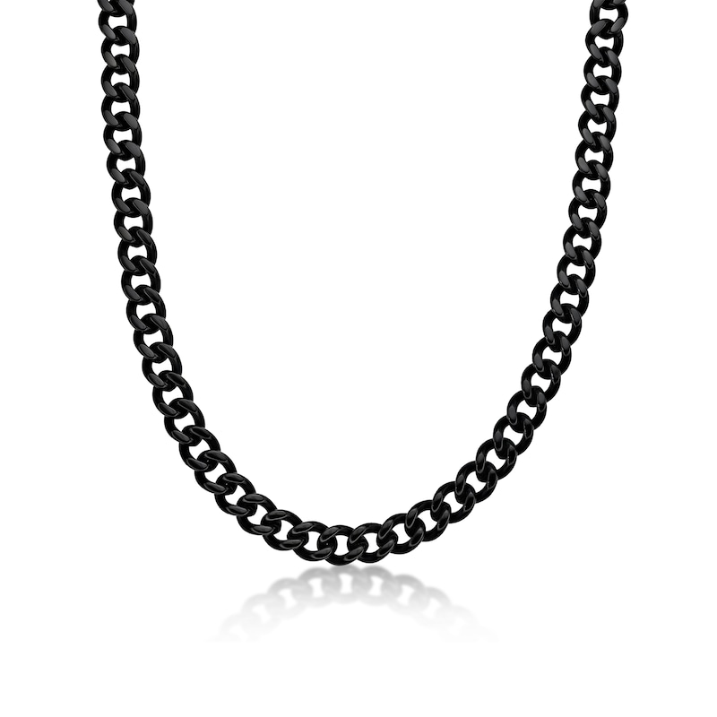 Main Image 1 of Men's 11.0mm Curb Chain Necklace in Solid Stainless Steel  with Black IP - 24"