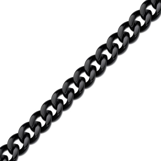 Men's 11.0mm Curb Chain Necklace in Solid Stainless Steel with Black IP - 24"