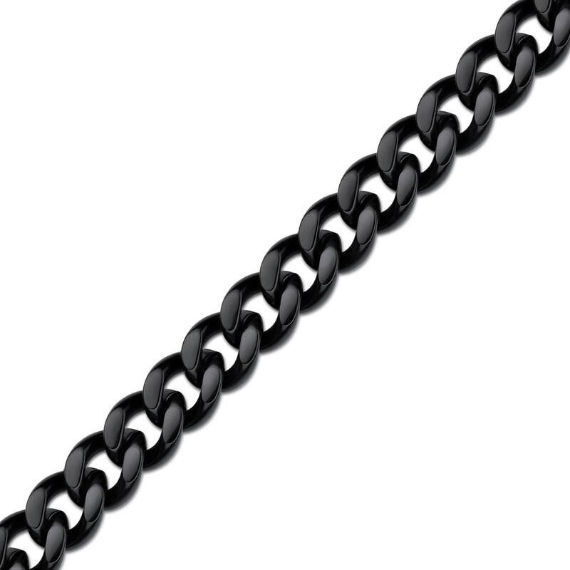 Main Image 2 of Men's 11.0mm Curb Chain Necklace in Solid Stainless Steel  with Black IP - 24"