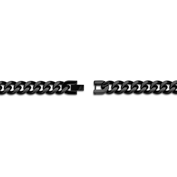 Men's 11.0mm Curb Chain Necklace in Solid Stainless Steel with Black IP - 24"