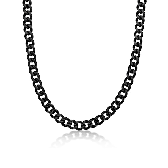 Men's 11.0mm Curb Chain Necklace in Solid Stainless Steel with Black IP - 30"