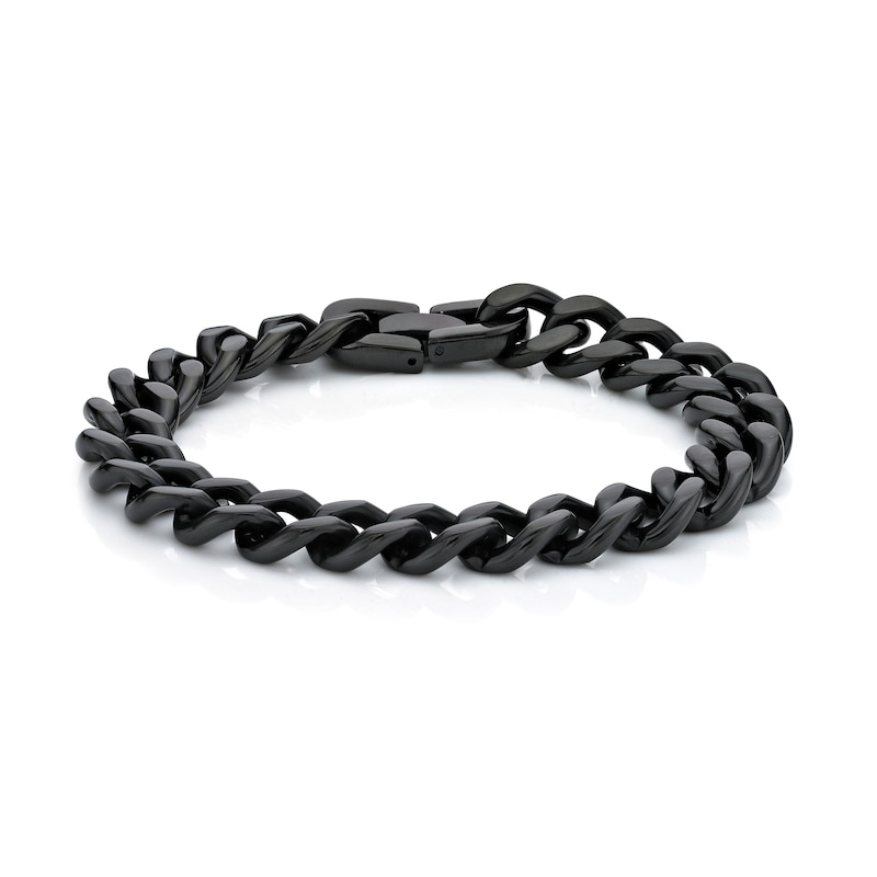 Men's 14.0mm Leather Braided Stacked Cross Bracelet with Black IP Stainless  Steel Clasp - 8.5