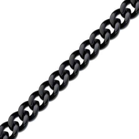11.0mm Curb Chain Bracelet in Solid Stainless Steel with Black IP - 9.0"