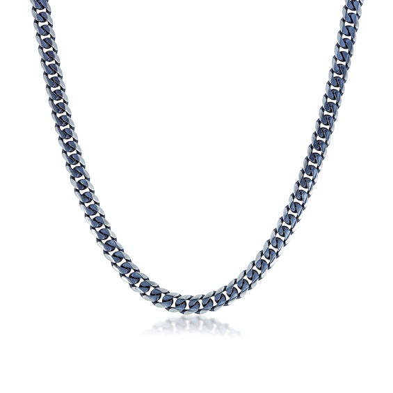 Men's 8.0mm Curb Chain Necklace in Solid Stainless Steel and Gunmetal Grey IP - 22"