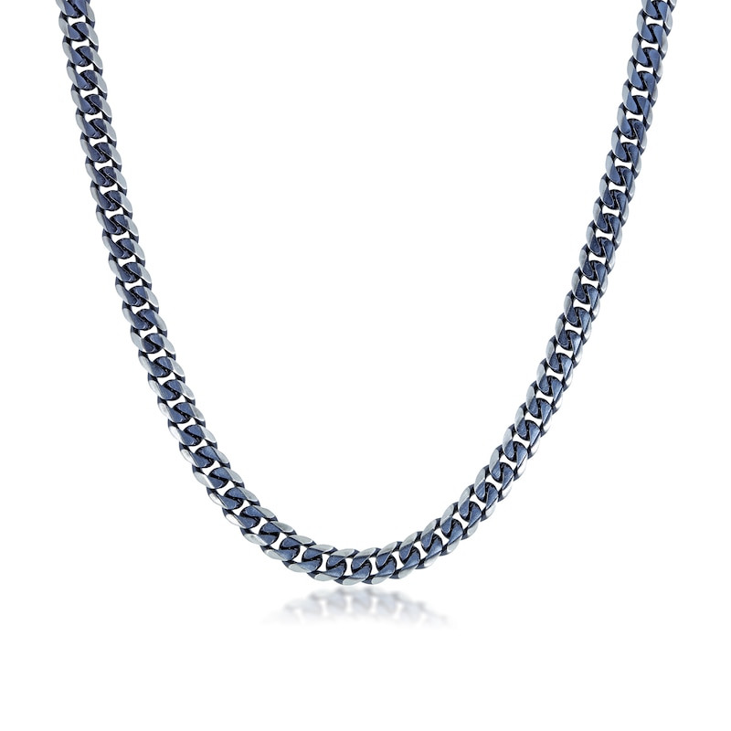 Main Image 1 of Men's 8.0mm Curb Chain Necklace in Solid Stainless Steel  and Gunmetal Grey IP - 22"