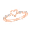 Thumbnail Image 1 of 1/20 CT. T.W. Diamond Heart Scallop Shank Promise Ring in Hollow 10K Rose Gold