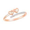 Thumbnail Image 1 of 1/20 CT. T.W. Diamond Double Linked Heart Bypass Shank Promise Ring in 10K Rose Gold