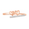 Thumbnail Image 3 of 1/20 CT. T.W. Diamond Double Linked Heart Bypass Shank Promise Ring in 10K Rose Gold