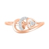 Thumbnail Image 3 of 1/10 CT. T.W. Diamond Sideways Heart Twirl Ribbon Promise Ring in 10K Rose Gold
