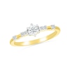 Thumbnail Image 1 of 1/6 CT. T.W. Diamond Station Seven Stone Promise Ring in Sterling Silver with 14K Gold Plate