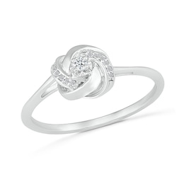 1/20 CT. T.W. Diamond Love Knot Promise Ring in Sterling Silver
