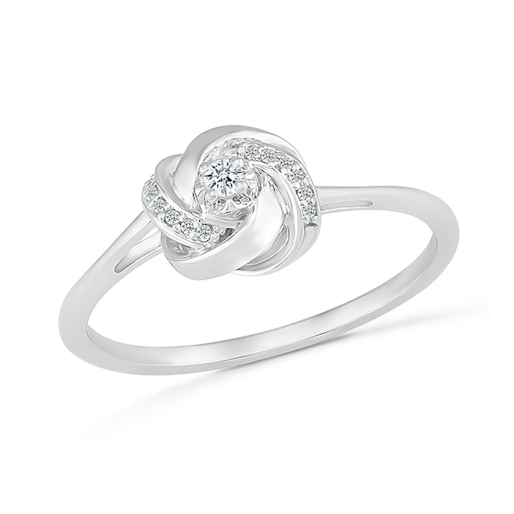 1/20 CT. T.w. Diamond Love Knot Promise Ring in Sterling Silver