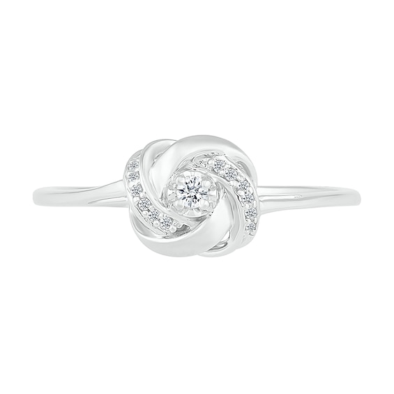 1/20 CT. T.w. Diamond Love Knot Promise Ring in Sterling Silver