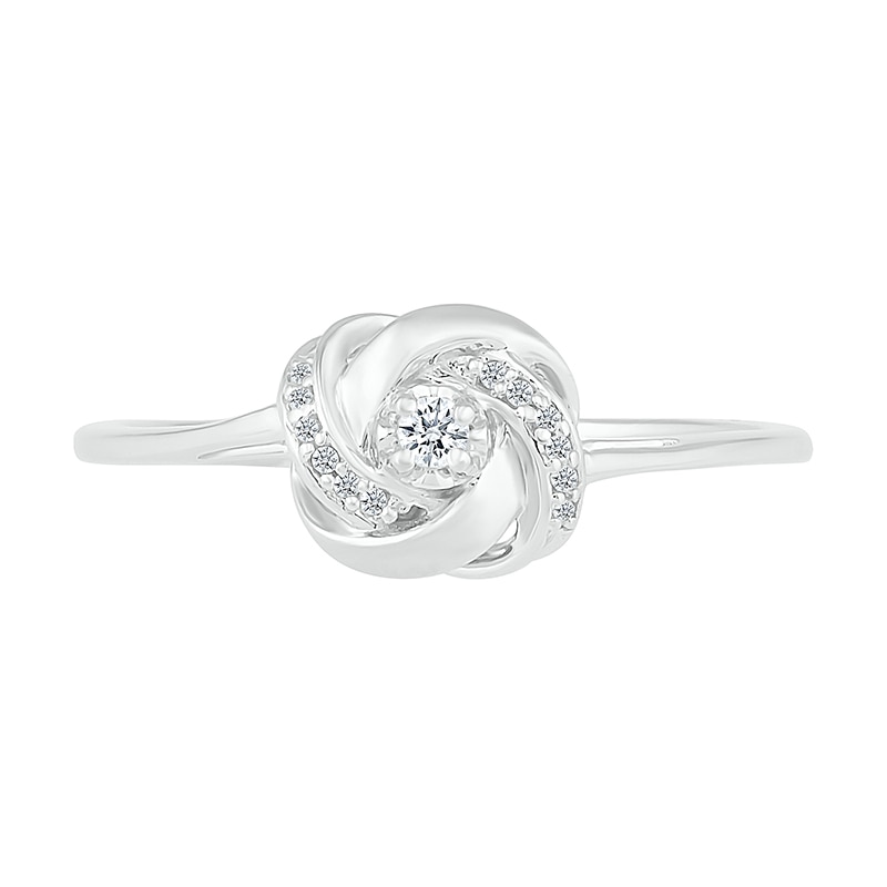 Main Image 3 of 1/20 CT. T.W. Diamond Love Knot Promise Ring in Sterling Silver