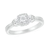 Thumbnail Image 1 of 1/10 CT. T.W. Diamond Square Frame Heart-Sides Promise Ring in Sterling Silver