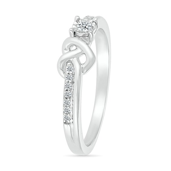 1/10 CT. T.w. Diamond Knotted Heart Promise Ring in Sterling Silver