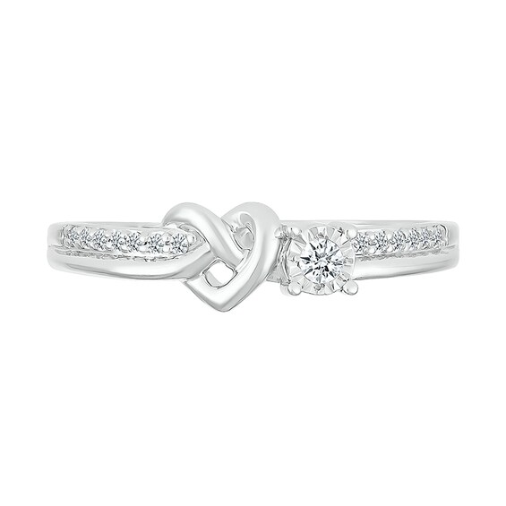 1/10 CT. T.w. Diamond Knotted Heart Promise Ring in Sterling Silver
