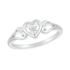 Thumbnail Image 1 of 1/20 CT. Diamond Solitaire Heart Scroll Shank Promise Ring in Sterling Silver