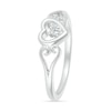 Thumbnail Image 2 of 1/20 CT. Diamond Solitaire Heart Scroll Shank Promise Ring in Sterling Silver