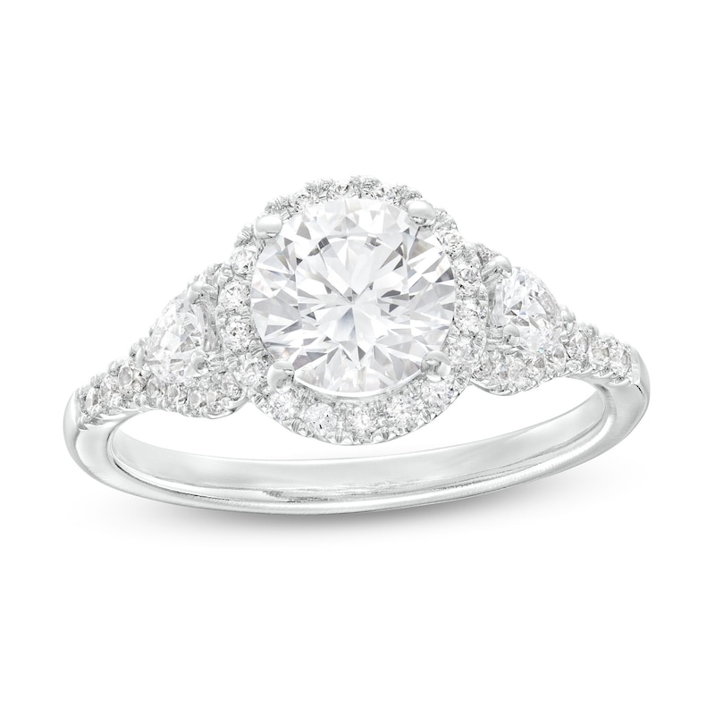 Main Image 1 of 1-5/8 CT. T.W. Certified Lab-Grown Diamond Frame Engagement Ring in 14K White Gold (F/VS2)