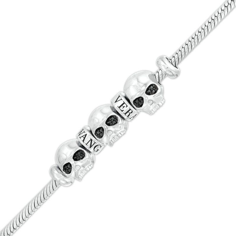 Main Image 1 of Vera Wang Men 1/10 CT. T.W. Black Diamond Skull Trio Bracelet in Sterling Silver - 8.5"