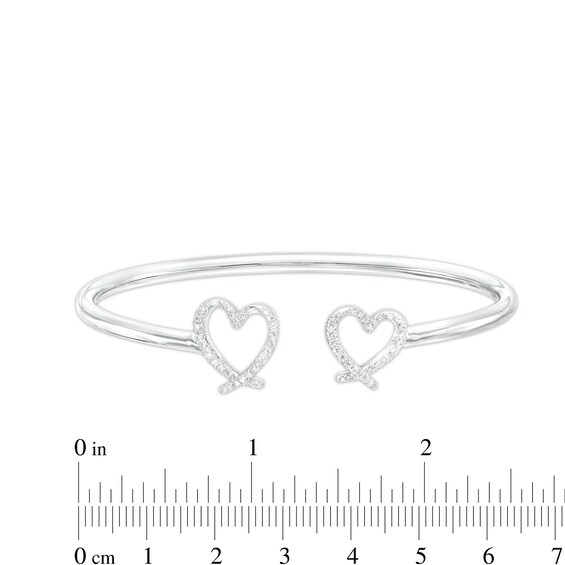The Kindred Heart from Vera Wang Love Collection 1/4 CT. T.w. Diamond Double Ribbon Heart Bangle in Sterling Silver