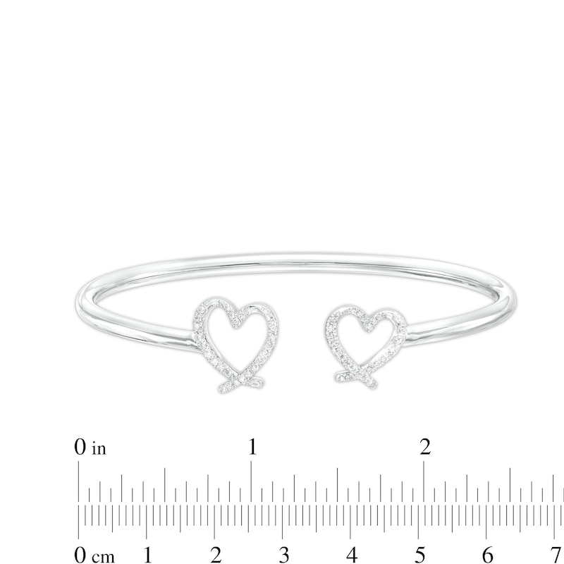The Kindred Heart from Vera Wang Love Collection 1/4 CT. T.W. Diamond Double Ribbon Heart Bangle in Sterling Silver