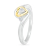Thumbnail Image 2 of 1/20 CT. T.W. Diamond Heart Three Stone Bypass Promise Ring in Sterling Silver and 14K Gold Plate