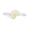 Thumbnail Image 3 of 1/20 CT. T.W. Diamond Heart Three Stone Bypass Promise Ring in Sterling Silver and 14K Gold Plate