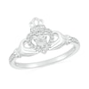 Thumbnail Image 1 of 1/15 CT. T.W. Diamond Claddagh Promise Ring in Sterling Silver&nbsp;