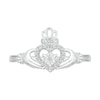 Thumbnail Image 3 of 1/15 CT. T.W. Diamond Claddagh Promise Ring in Sterling Silver&nbsp;