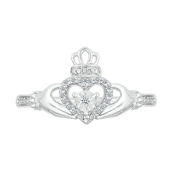 1/15 CT. T.w. Diamond Claddagh Promise Ring in Sterling Silver