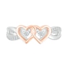 Thumbnail Image 3 of 1/8 CT. T.W. Diamond Interlocking Hearts Split Shank Promise Ring in Sterling Silver and 14K Rose Gold Plate