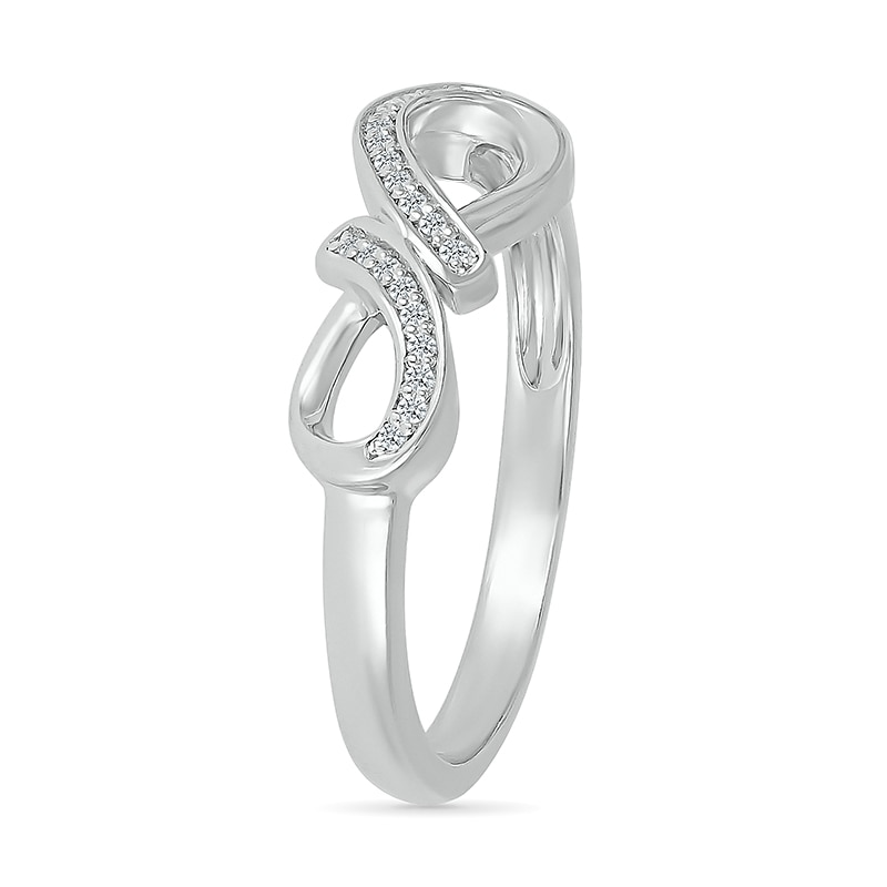 Main Image 2 of 1/20 CT. T.W. Diamond Infinity Ribbon Promise Ring in Sterling Silver