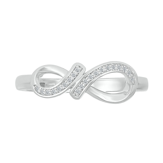 1/20 CT. T.w. Diamond Infinity Ribbon Promise Ring in Sterling Silver