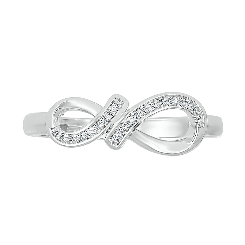 Main Image 3 of 1/20 CT. T.W. Diamond Infinity Ribbon Promise Ring in Sterling Silver