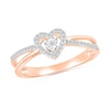 Thumbnail Image 1 of 1/8 CT. T.W. Diamond Heart Frame Criss-Cross Promise Ring in 10K Rose Gold