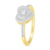 Thumbnail Image 2 of 1/4 CT. T.W. Baguette and Round Diamond Double Heart Frame Promise Ring in 10K Gold