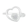 Thumbnail Image 3 of 1/20 CT. T.W. Heart-Shaped Multi-Diamond Large and Small Open Frame Tilted Heart Promise Ring in Sterling Silver