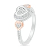 Thumbnail Image 2 of 1/8 CT. T.W. Diamond Heart Frame Heart-Sides Promise Ring in Sterling Silver and 10K Rose Gold