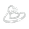 Thumbnail Image 1 of 1/20 CT. T.W. Diamond Titled Interlocking Hearts Promise Ring in Sterling Silver