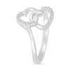 Thumbnail Image 2 of 1/20 CT. T.W. Diamond Titled Interlocking Hearts Promise Ring in Sterling Silver