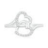 Thumbnail Image 3 of 1/20 CT. T.W. Diamond Titled Interlocking Hearts Promise Ring in Sterling Silver